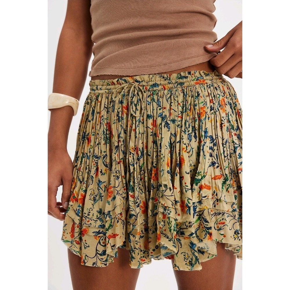 Free People NWT  One Third Charm Printed Mini Skirt Womens Size S Green Combo